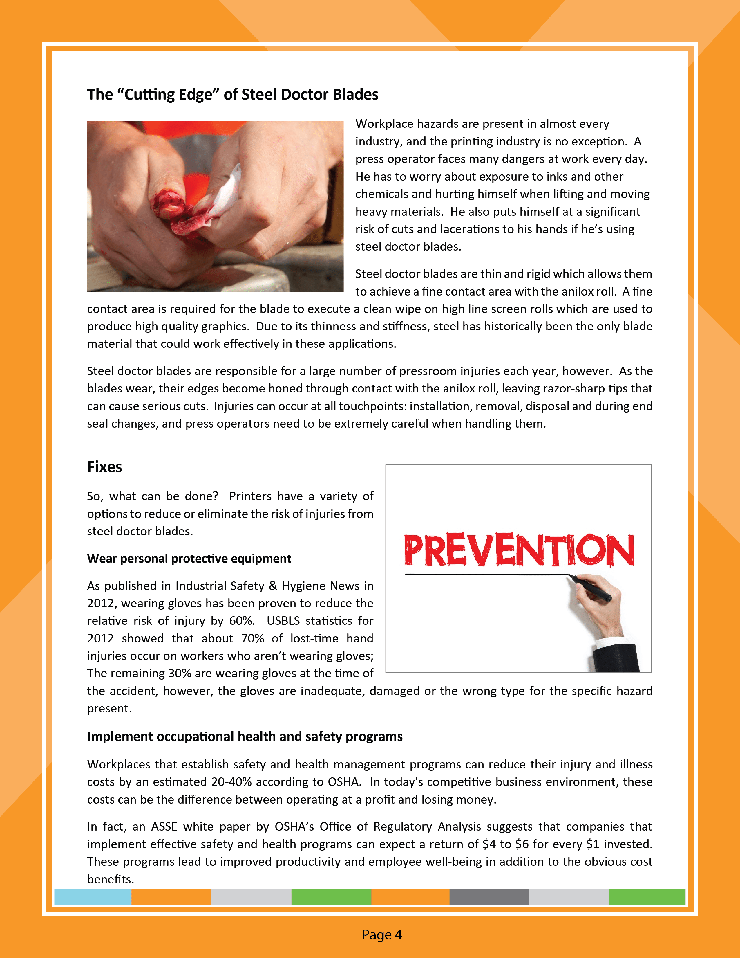 pressroom safety doctor blade injury